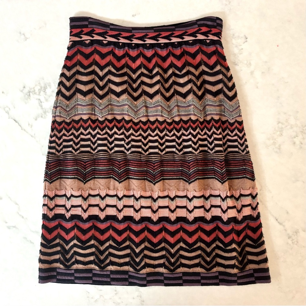 M Missoni Chevron Pattern A-Line Skirt